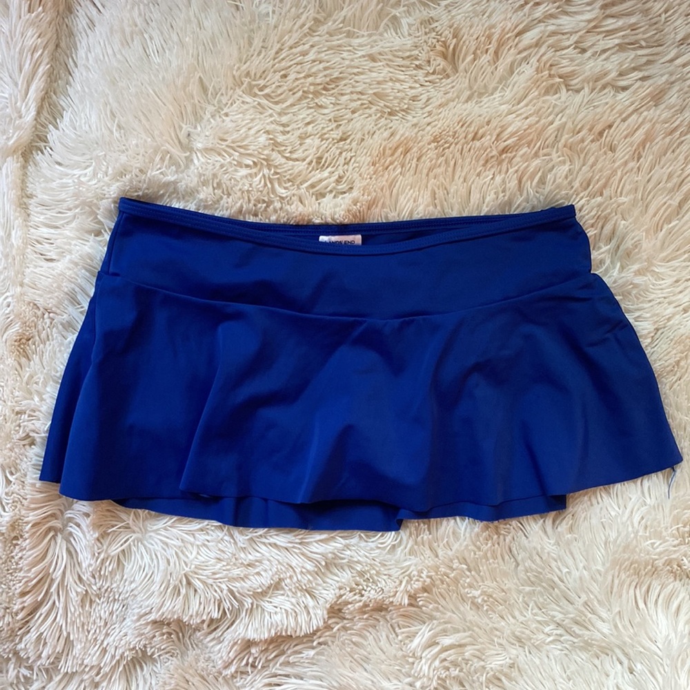 Lands End girls 12+ royal blue swim bottom skirt with attached bikini suit